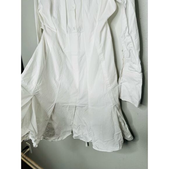 PATOU White Pleated Summer Tie Waist Button Down Top Shirt Dress Size EU 44 - Picture 9 of 15